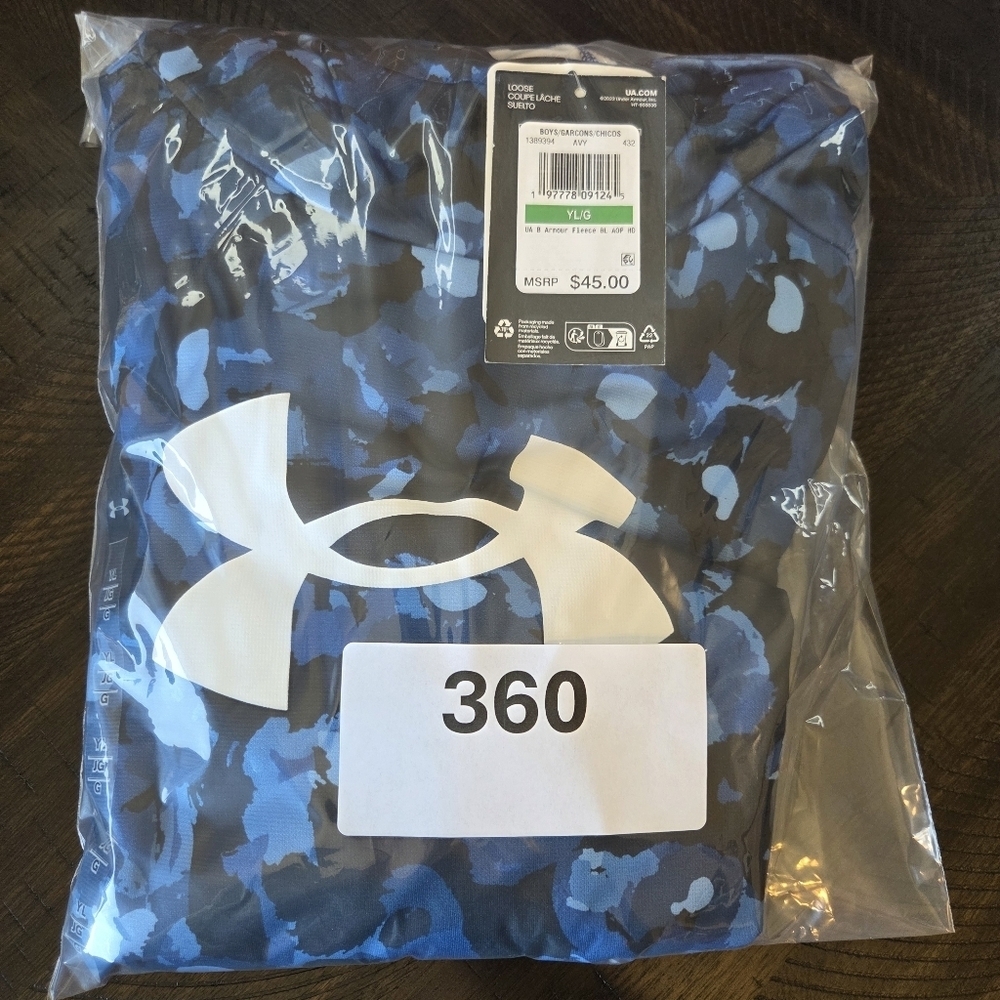 Under Armour Boys' Armour Fleece Camo Hoodie Youth Large Black Blue Activewear - Picture 8 of 8